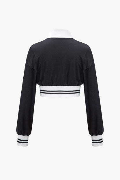 Sportliches Zweiteiler Set Cropped Jacke und weite Hose