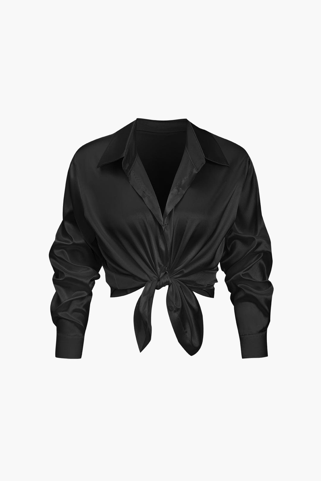 Elegante Bluse Langarm Seiden-Satin Damenbluse