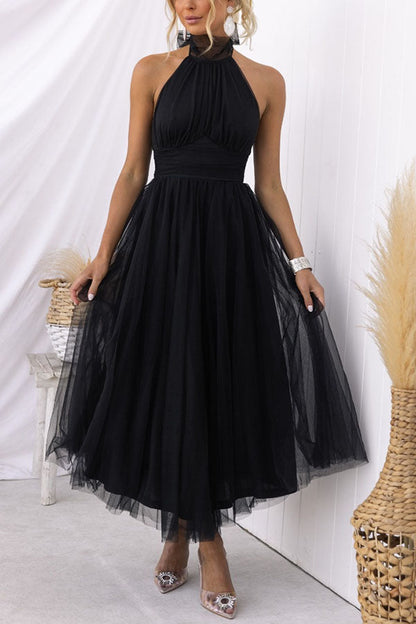 Halterneck Tüllkleid Mit Schleier A-Linie Elegant