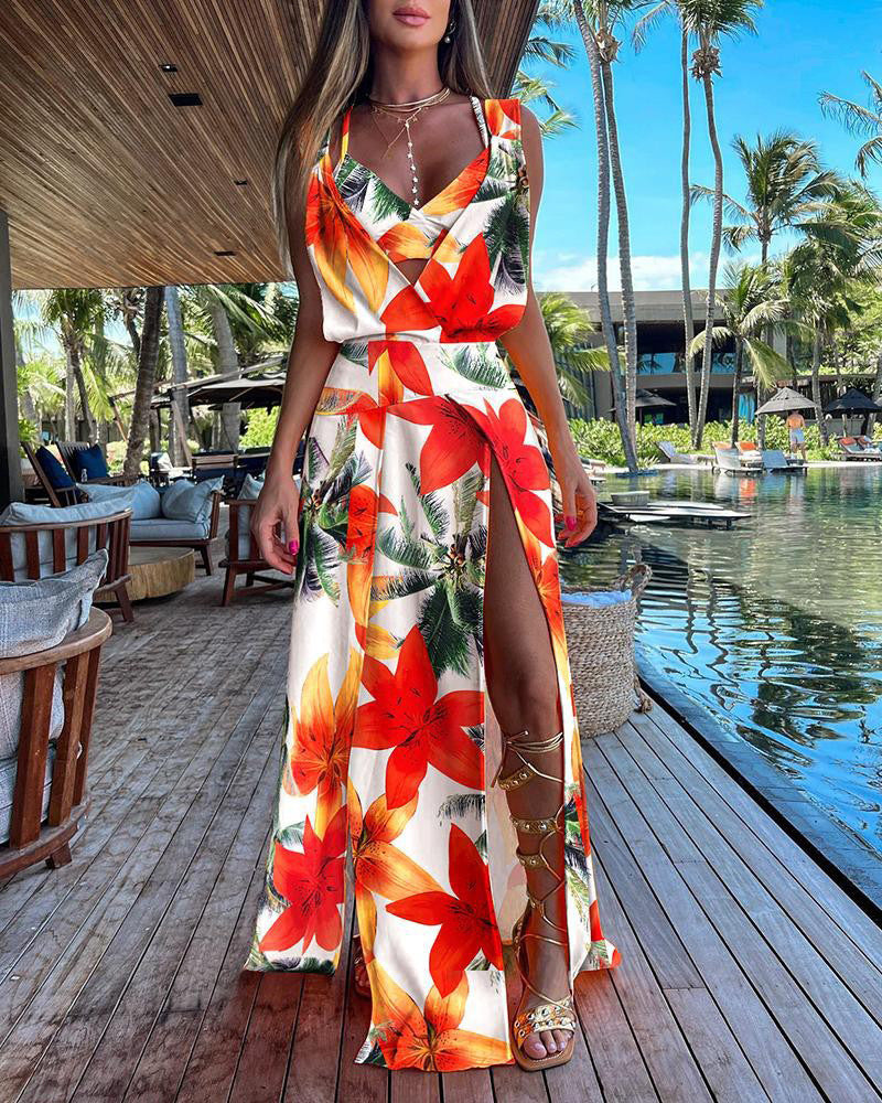 Zweiteiliger Rückenausschnitt-Kleid