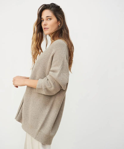 Kaschmir Strickjacke Damen V-Ausschnitt Elegante - BerlinGlamour