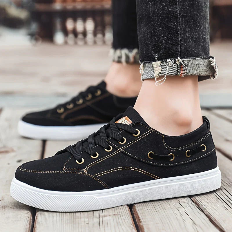 Skate-Schuhe Herren Segeltuch Sneaker Mode Schwarz