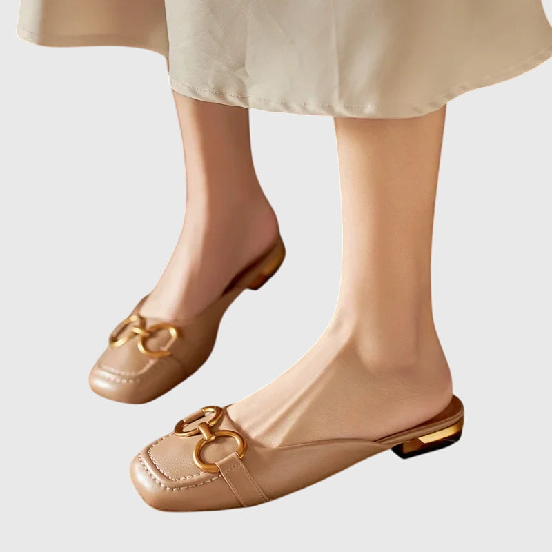 Damen Sandalen Slip-On Schnalle Schwarz