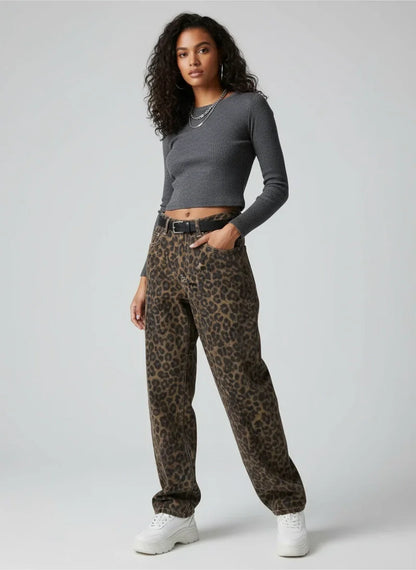 Hohe Leondra Leopardjeans Relaxed Fit Damen - BerlinGlamour