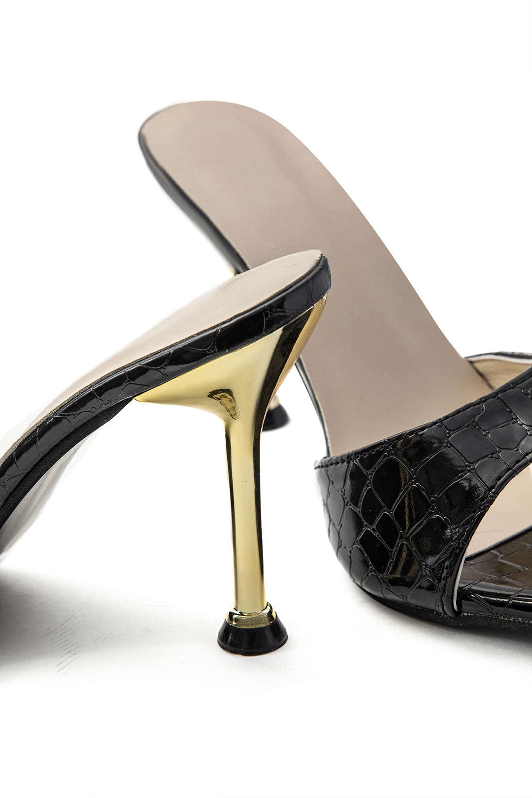 Schwarze Luxus Mule High Heels Elegant
