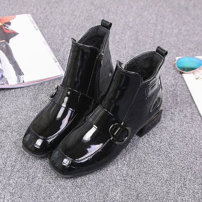 Damen Stiefelette Schnalle Schuhe Elegant Schwarz - BerlinGlamour