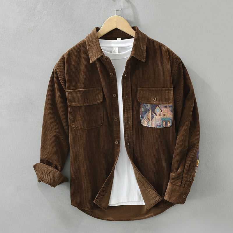 Herren Hemd Langarm Vintage Baumwolle Stilvoll