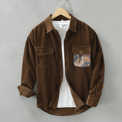 Herren Hemd Langarm Vintage Baumwolle Stilvoll