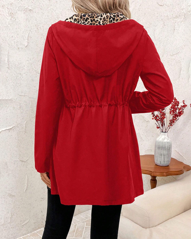 Leopardenmuster Kapuzenpullover Umkehrbar Trendy