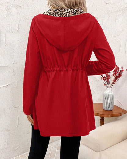 Leopardenmuster Kapuzenpullover Umkehrbar Trendy