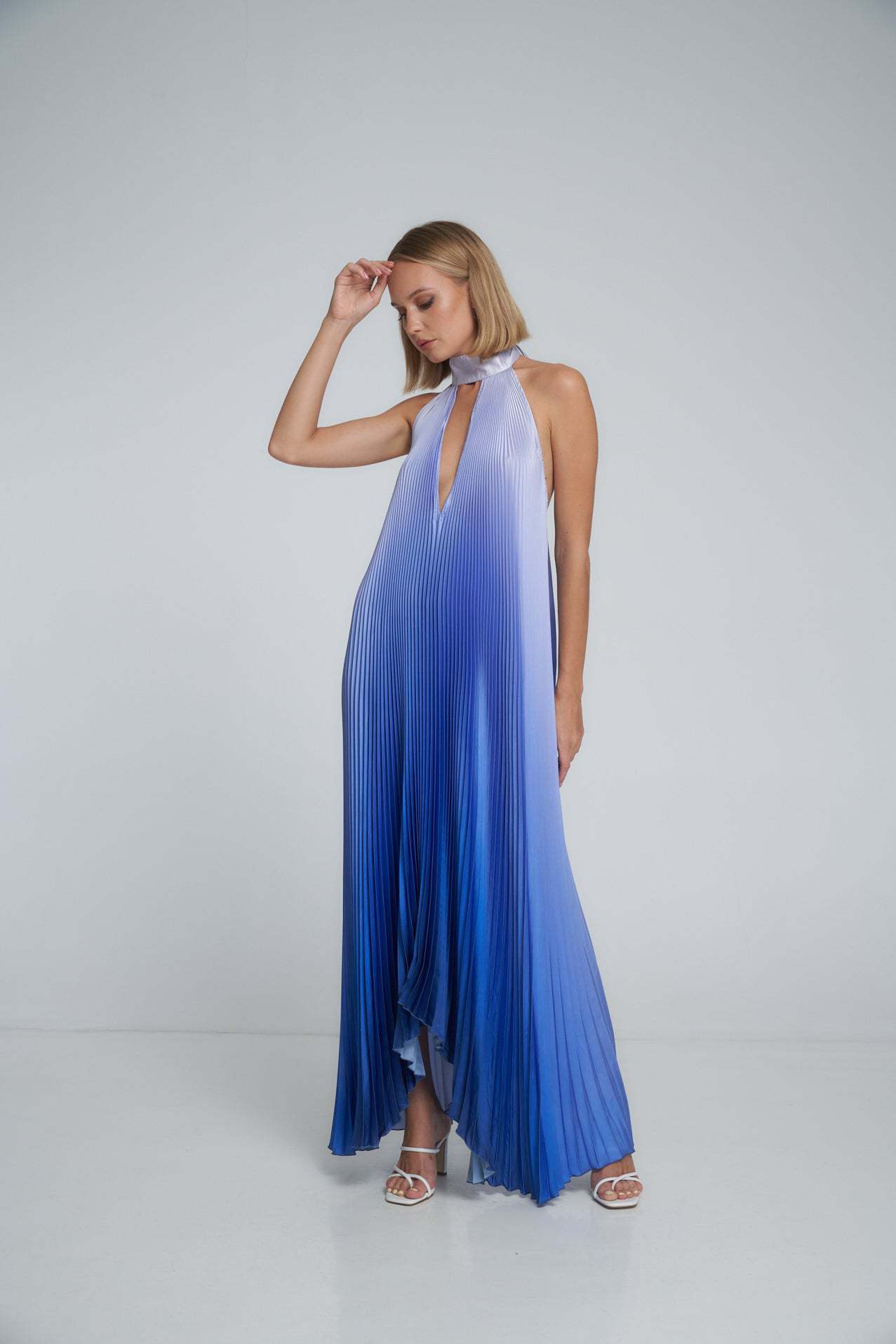 BerlinGlamour bedrucktes Swing-Kleid mit tiefem V-Ausschnitt