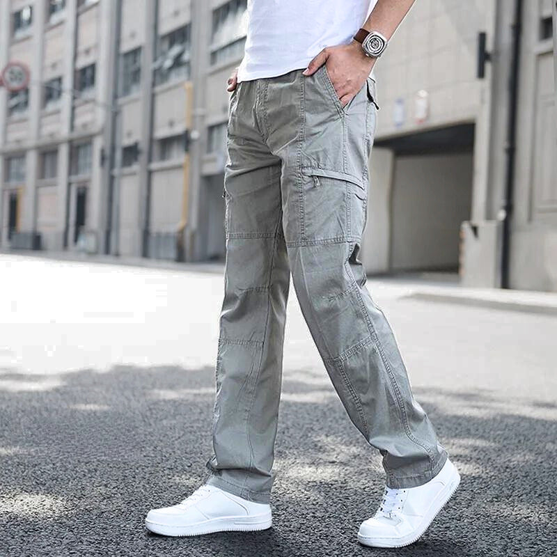 Bequeme Herren Cargo Hose Baumwolle Grün