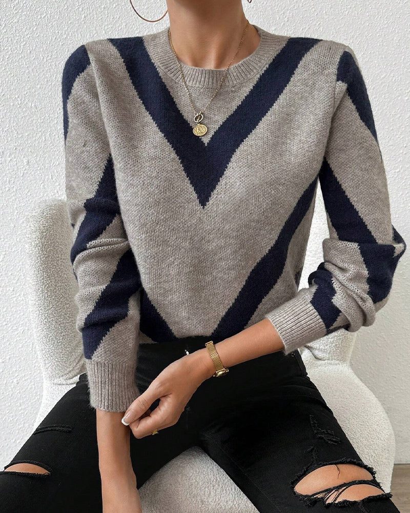 BerlinGlamour Top Rundhals Geometrisches Muster Damen