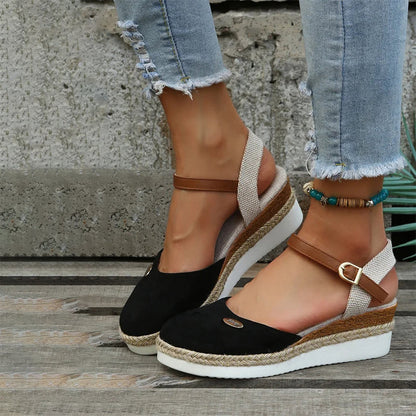 Vintage Sandalen Wedge Heels Damen Schuhe