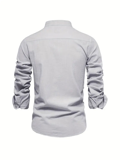 Herren Leinenhemd Knopfverschluss Sommer Modern