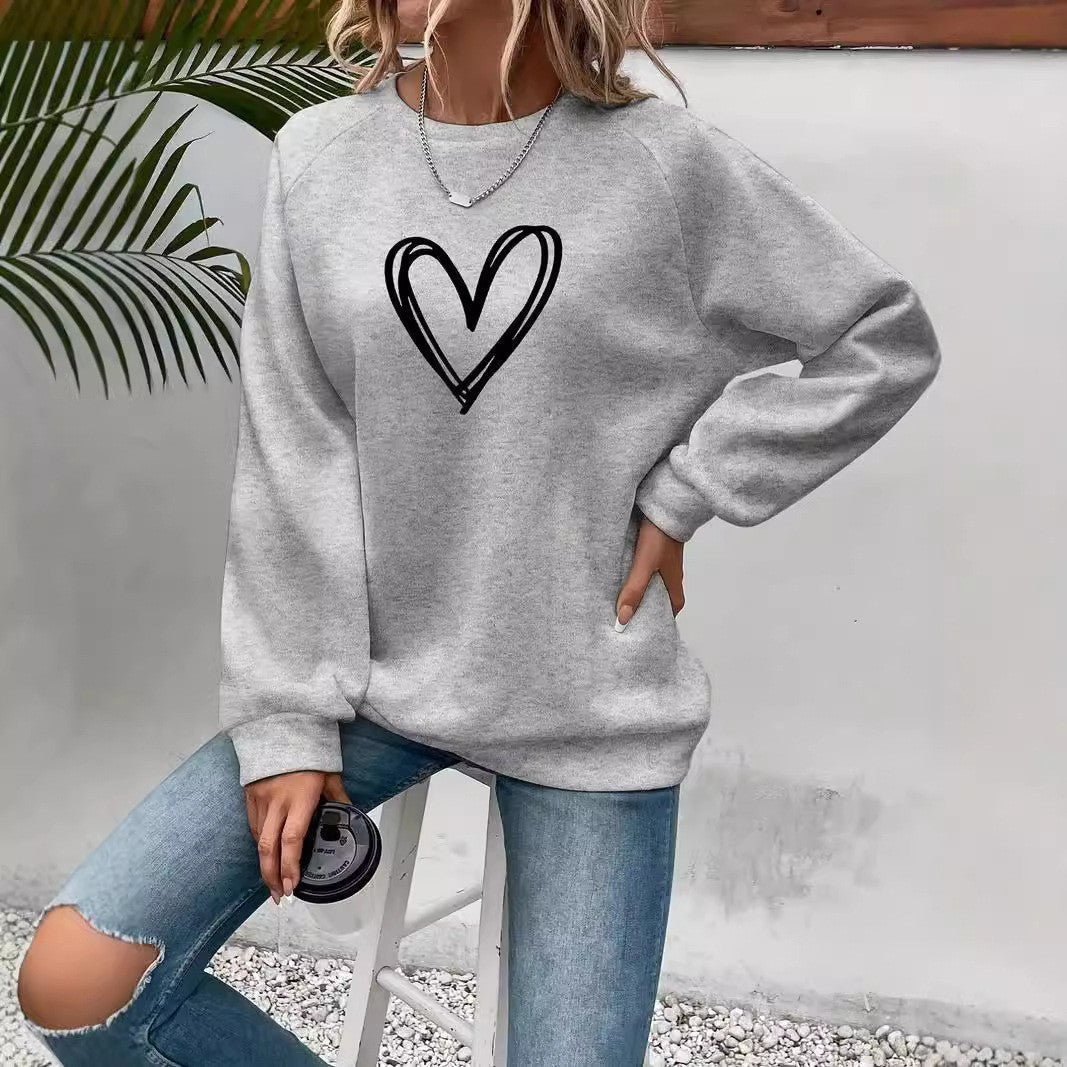 Rundhals Sweatshirt Langarm Trendig Damen