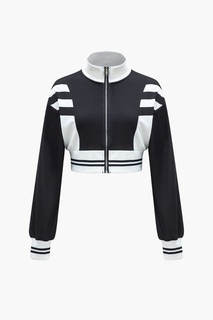 Sportliches Zweiteiler Set Cropped Jacke und weite Hose