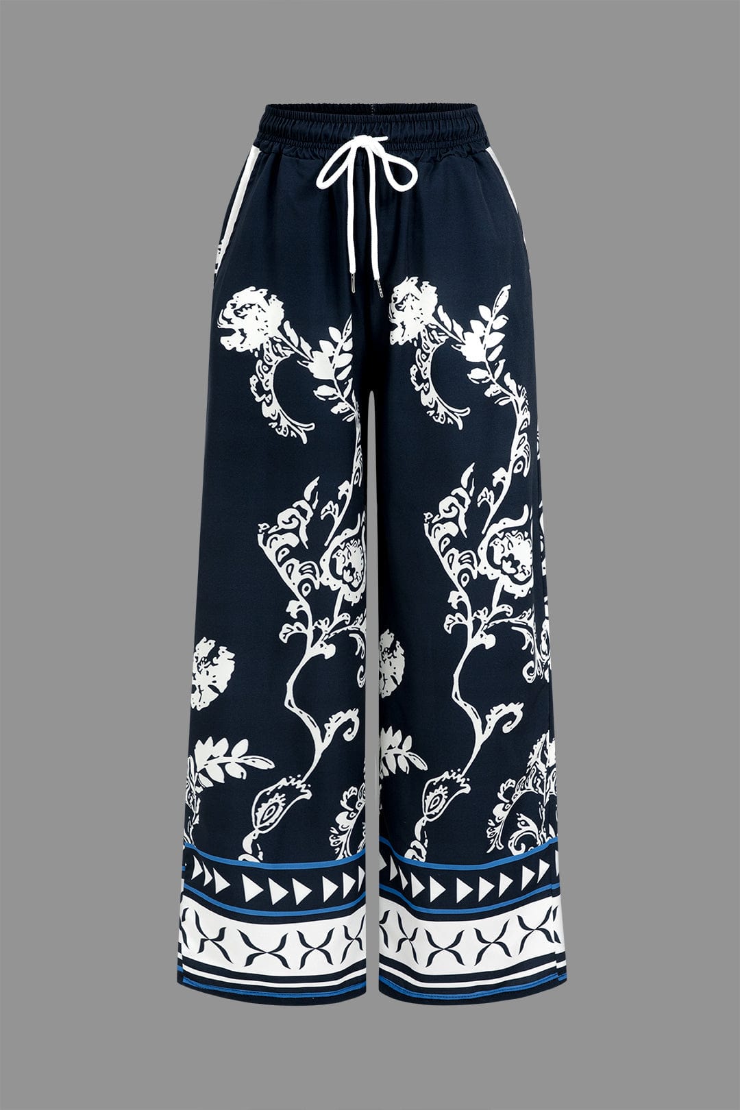 Boho-Zweiteiler Bluse Hose Weitbein Damen