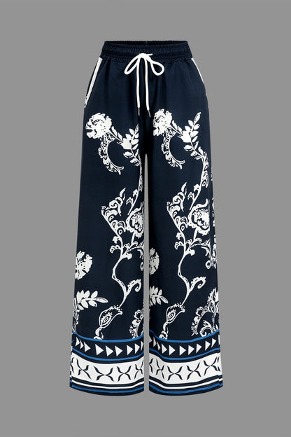 Boho-Zweiteiler Bluse Hose Weitbein Damen