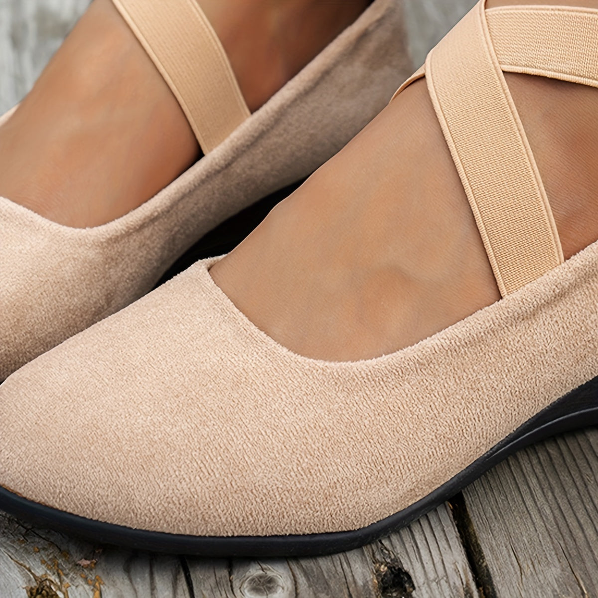 Damen Ballerinas Atmungsaktiv Samt Bequem