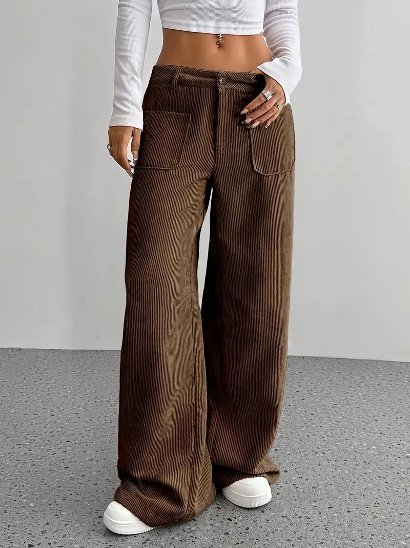 Damenhose Weite Bein Cordhose Frauen Trend