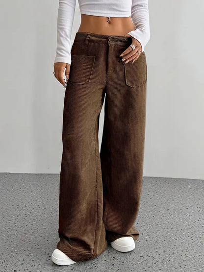 Damenhose Weite Bein Cordhose Frauen Trend