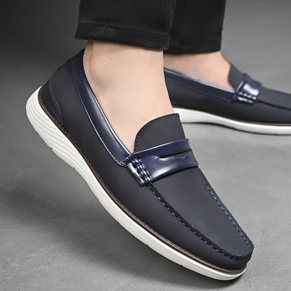 Elegante Herren Loafers Leder Schwarz Modern