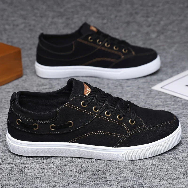 Skate-Schuhe Herren Segeltuch Sneaker Mode Schwarz