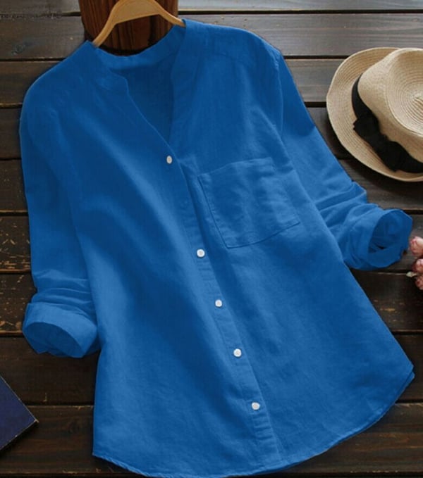 Leinen Hemd Bequem Weit Baumwolle Sommer