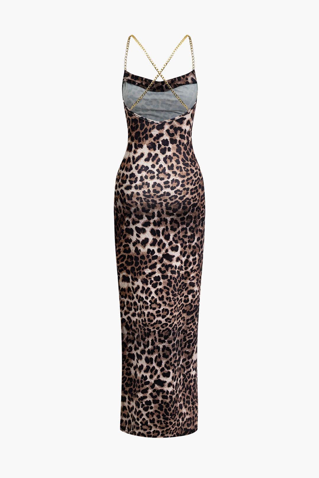Leopard Maxikleid Damen BeinschlitzSexy Abendkleid