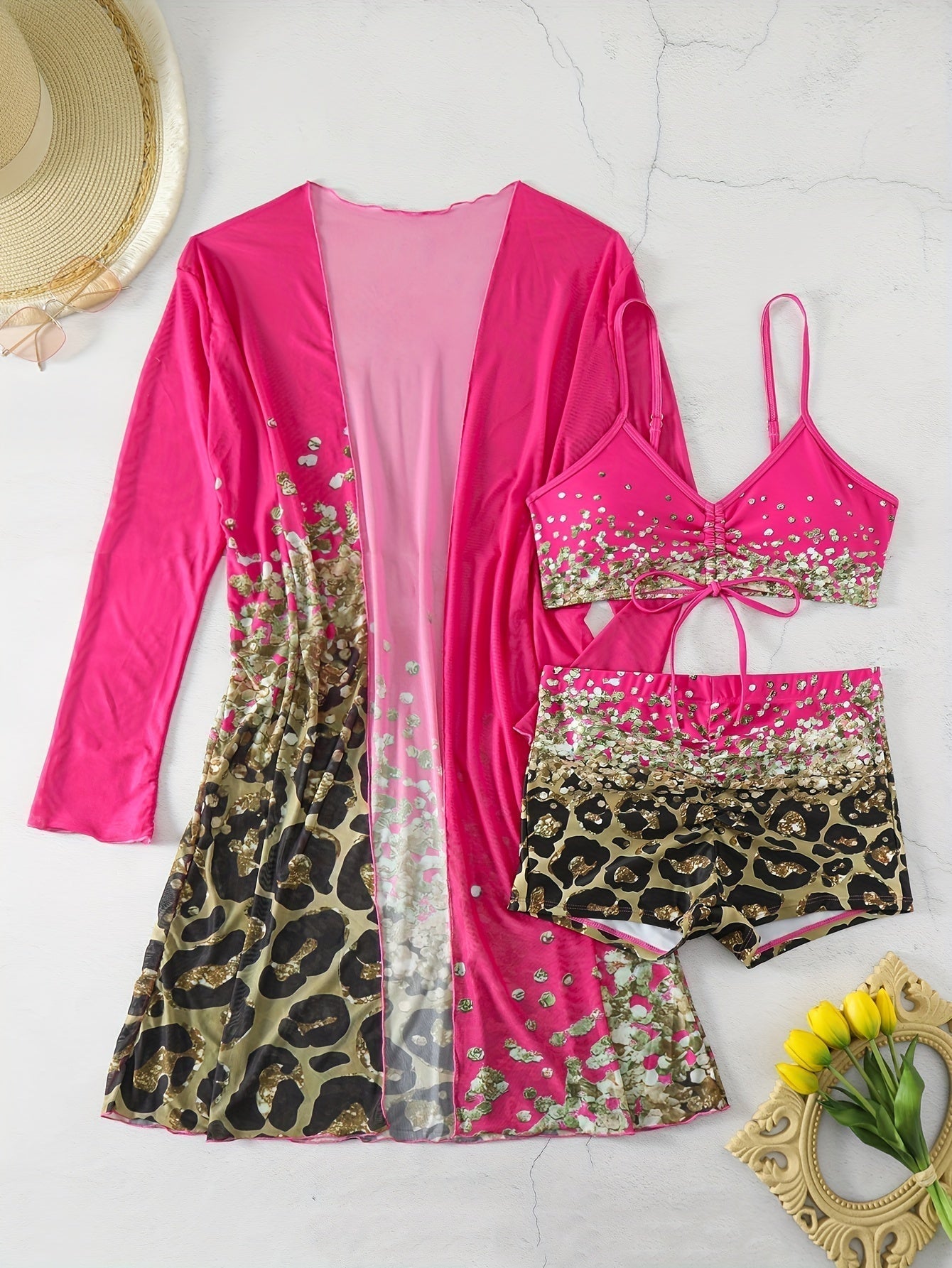 Bikini Set Leopardenmuster Frauen Badeanzug