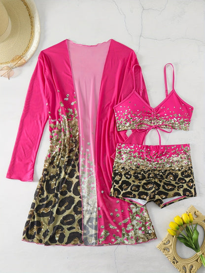 Bikini Set Leopardenmuster Frauen Badeanzug
