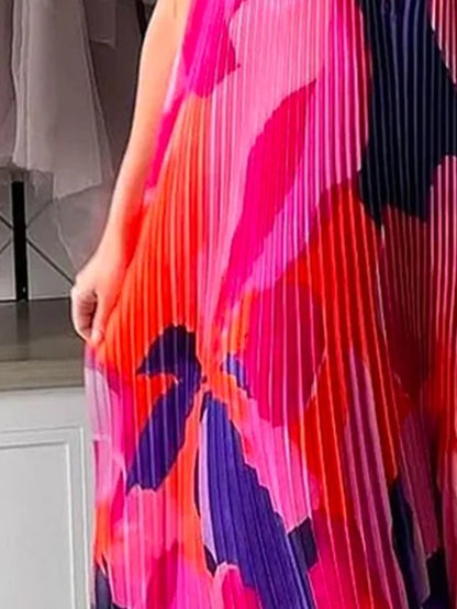 BerlinGlamour bedrucktes Swing-Kleid mit tiefem V-Ausschnitt