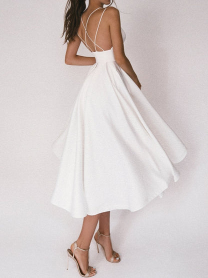Satin-Kleider Damen Überkreuz Träger Elegent