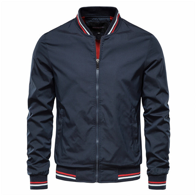 Herren Bomberjacke Stylisch Leder Schwarz