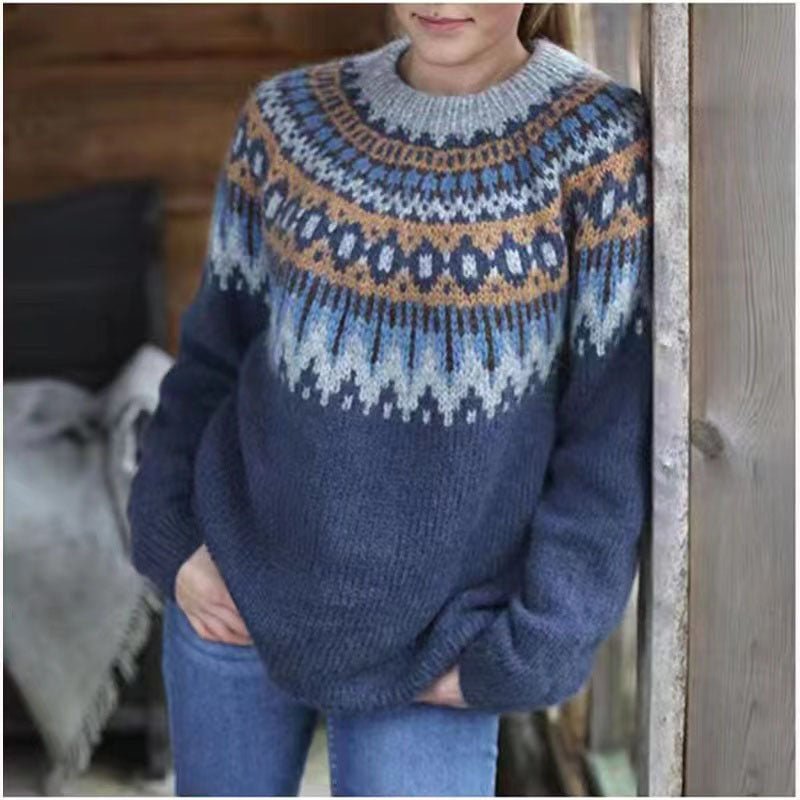 Damen Pullover Winter Warm mit Print