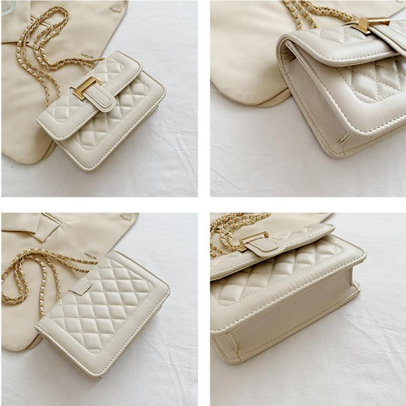 Elegante Damen Schultertasche Beige Leder