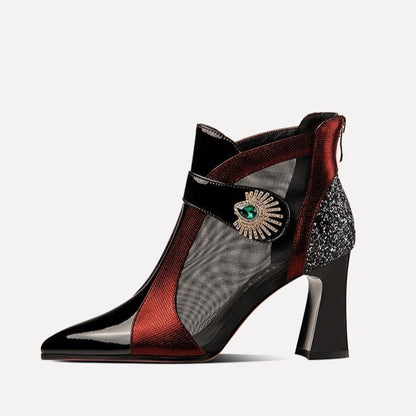 Stiletto Knöchelstiefel High Heel Damen Schuhe Glitter