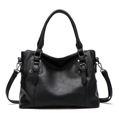 Elegante Damen Leder Umhängetasche Schwarz