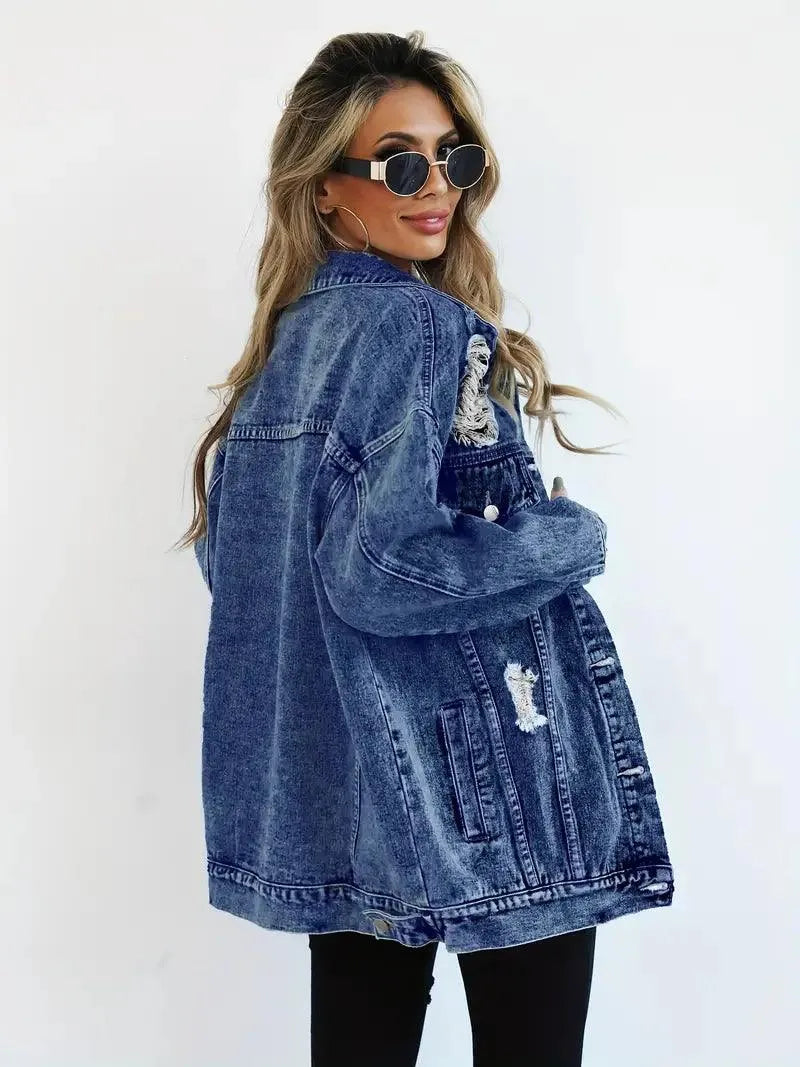 Große Damen Jeansjacke Oversized Trendy