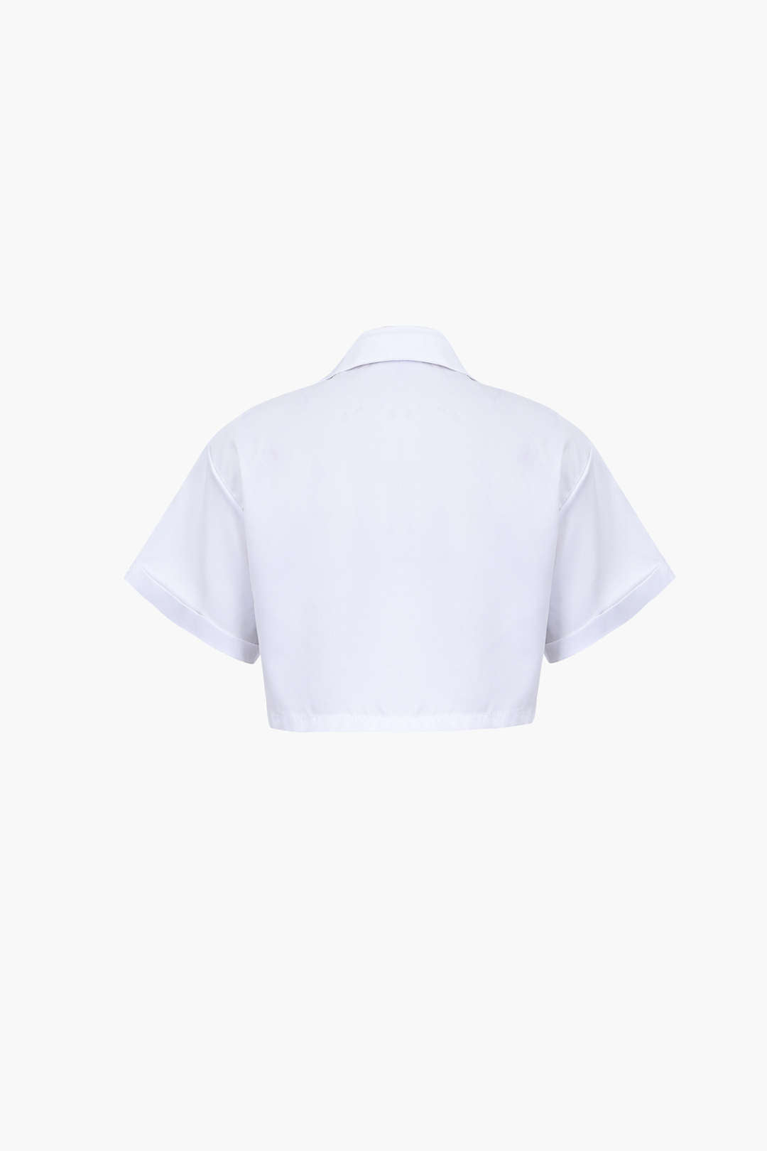 Kurzarmshirt Damen Crop Top mit Kragen Modern