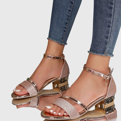 Damen Sandalen Offene Zehen Blockabsatz Schuhe
