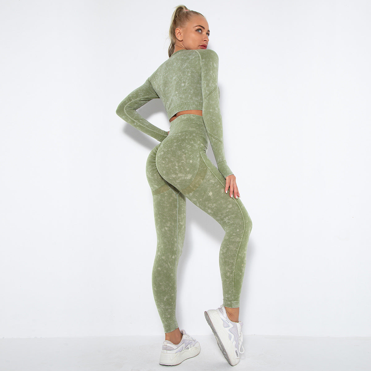 Sportliches Yoga Set Crop Top High Waist Leggings