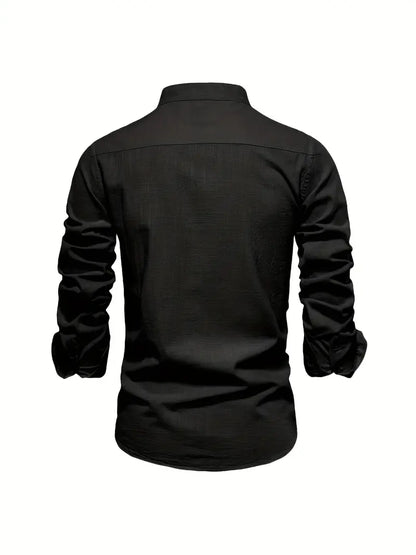 Herren Leinenhemd Knopfverschluss Sommer Modern