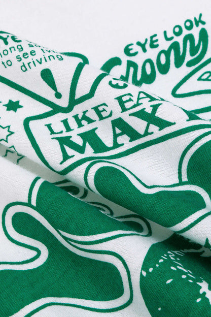 Crop-T-Shirt Damen Grafikdruck Hochgekrempelte Ärmel Knoten Detail