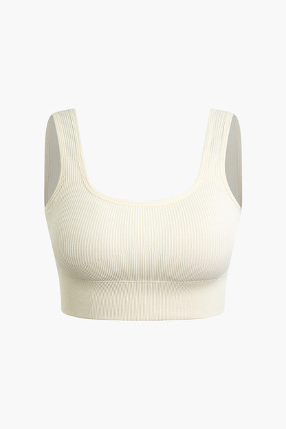 Sport-Set Damen Nahtlos Crop-Top Yoga-Shorts