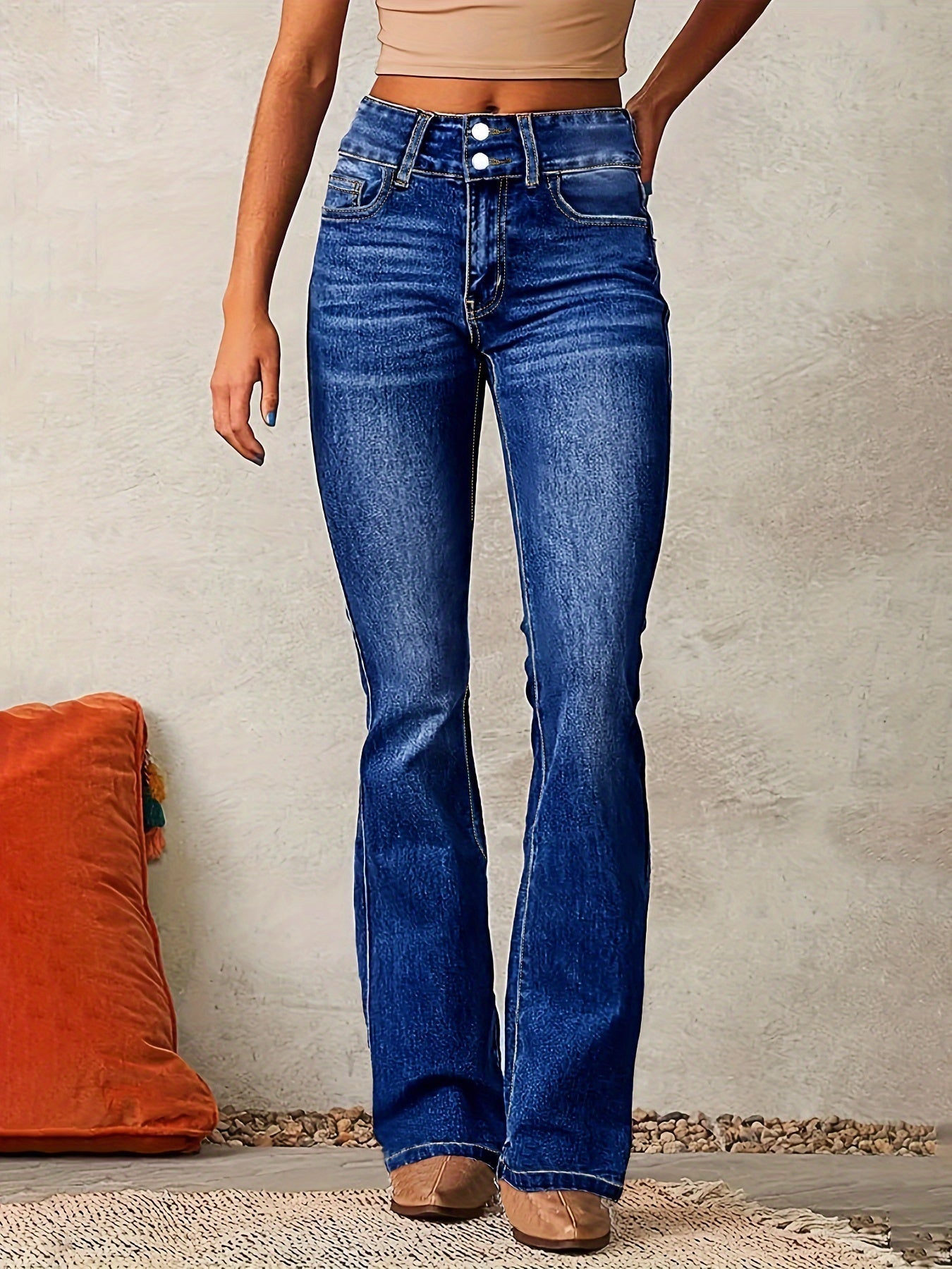 Damen High-Waist Jeans Weite Bein Stilvoll