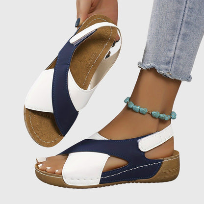 Damen Sandalen Zweifarbig Offener Zehenbereich Freizeit