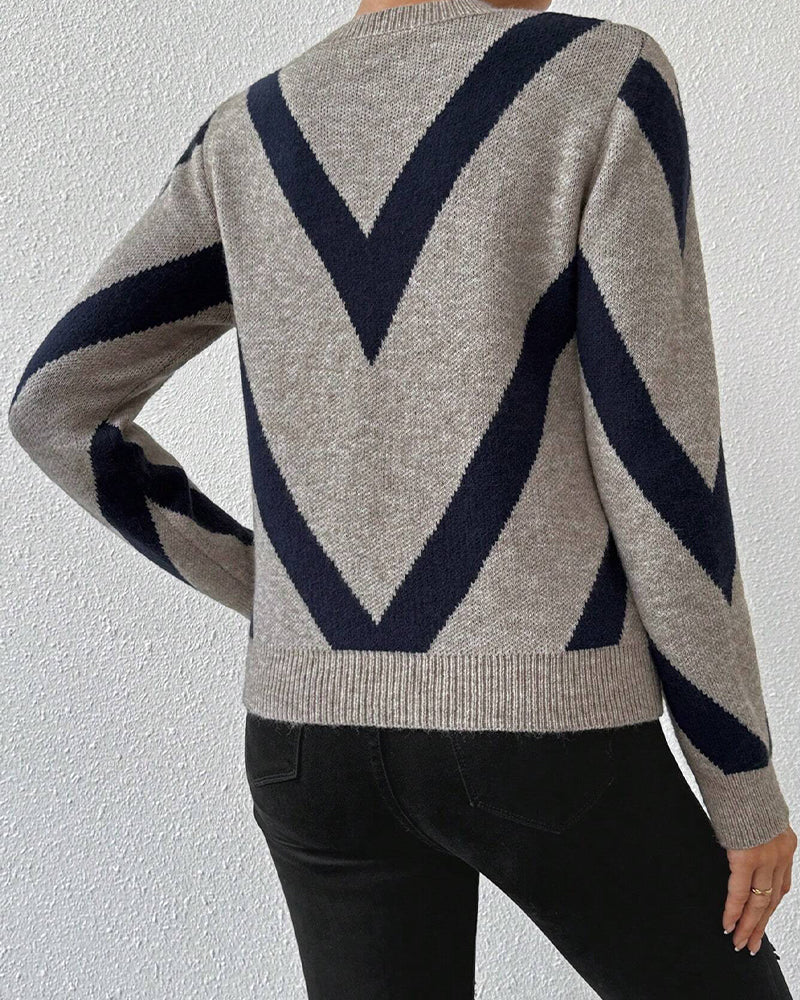BerlinGlamour Top Rundhals Geometrisches Muster Damen