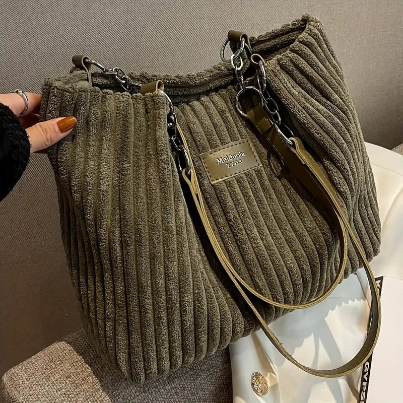 Lederschultertasche Cord Elegant Damen - BerlinGlamour